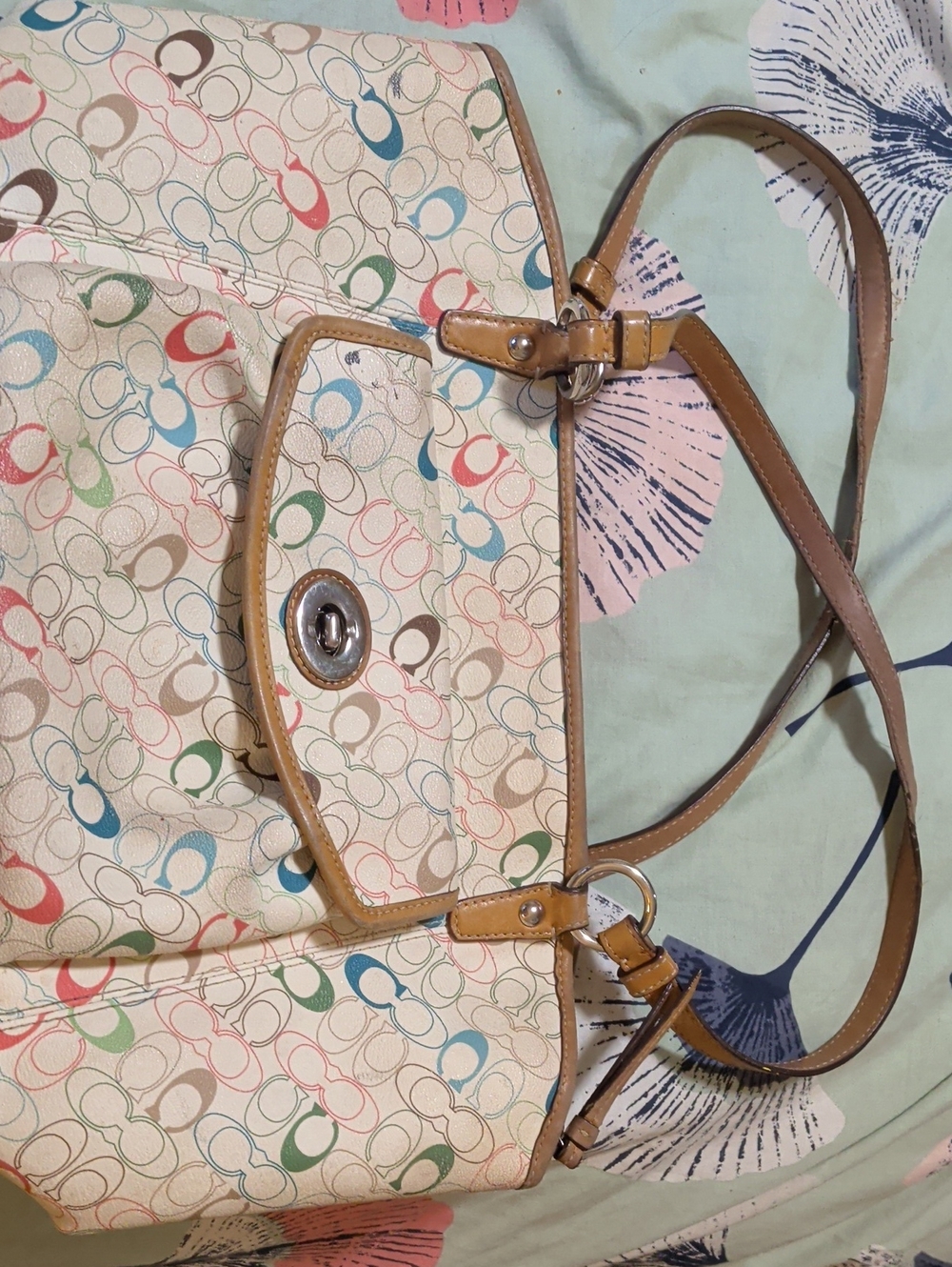 Coach Multicolor Signature C Crossbody with Tan Trim